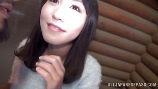 Slender Marie Kimura with huge tits is about to make her first professional porn video